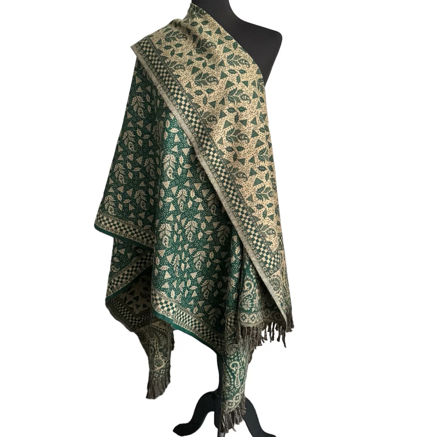 Handgewebte Woll-Schals, komplexe Muster, Wendeschal 100x215cm