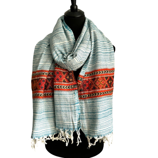 Handgewebte Woll-Schals, komplexe Muster, Himalaya-Schal 100x200cm