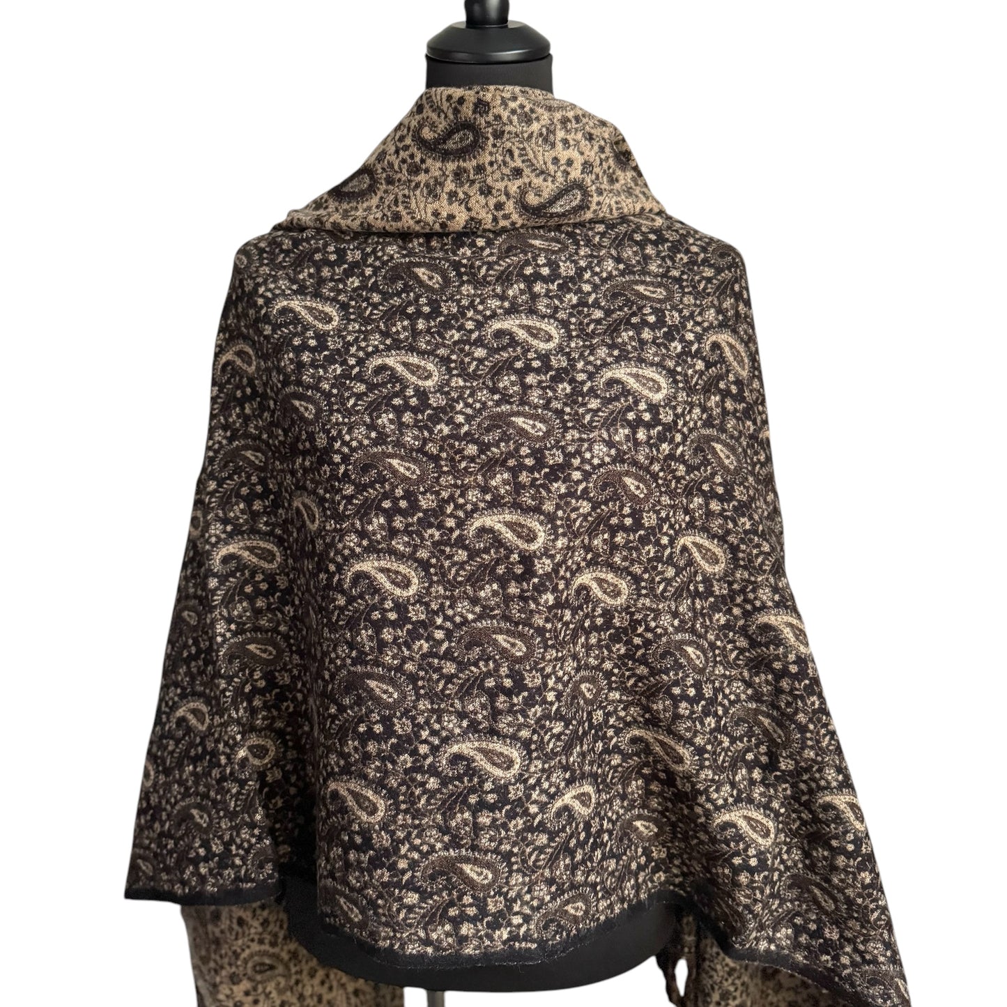 Handgewebte Woll-Schals, komplexe Muster, Wendeschal 100x215cm