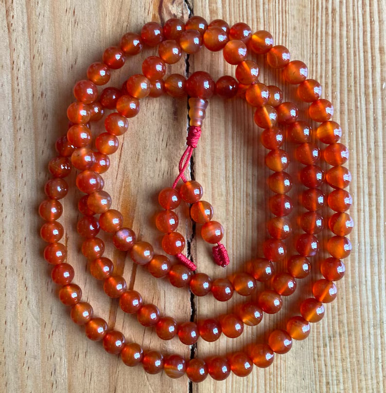Karneol-Mala, Meditation-Mala, Yoga-Mala, 108 Perlen, 8mm