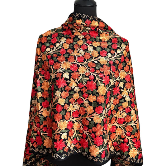 Handgewebter nepalesischer Wollschal, Stickerei-Schal, 70cmx200cm