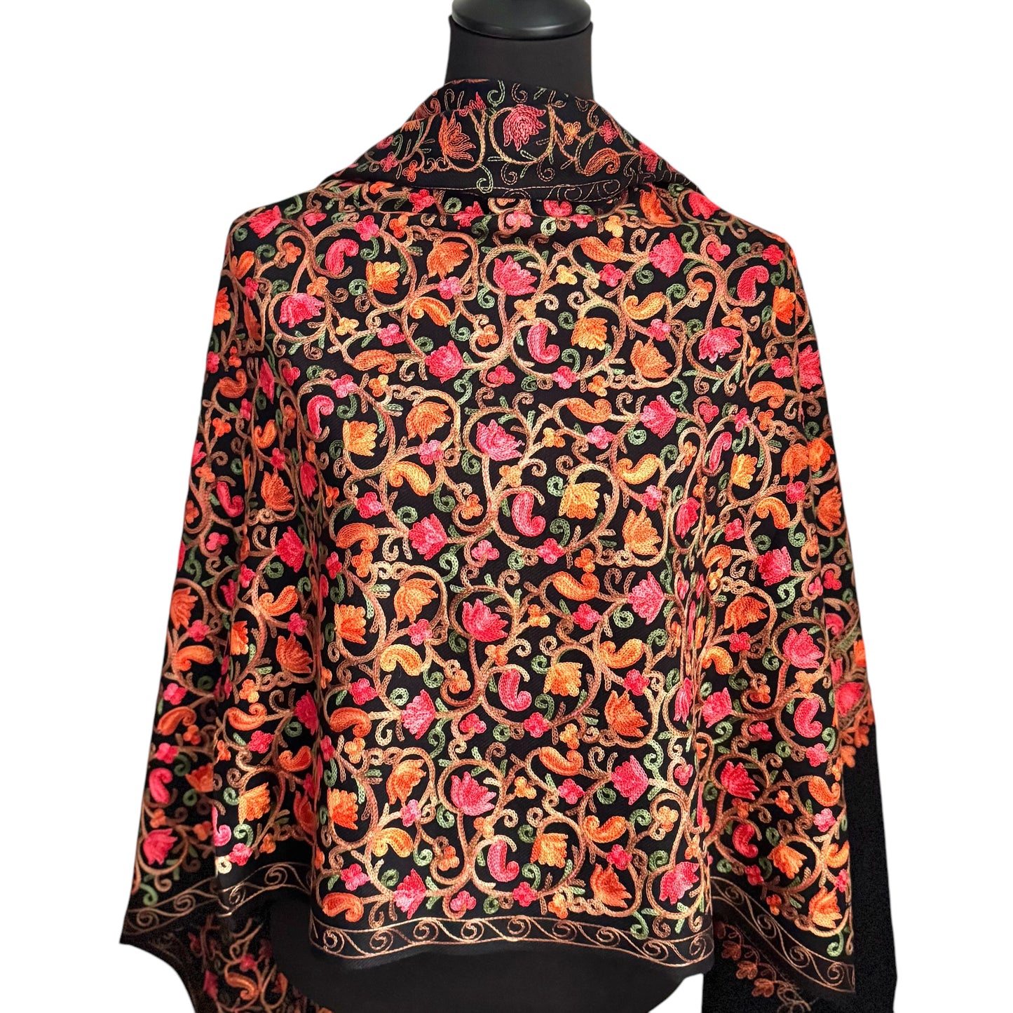 Handgewebter nepalesischer Wollschal, Stickerei-Schal, 70cmx200cm