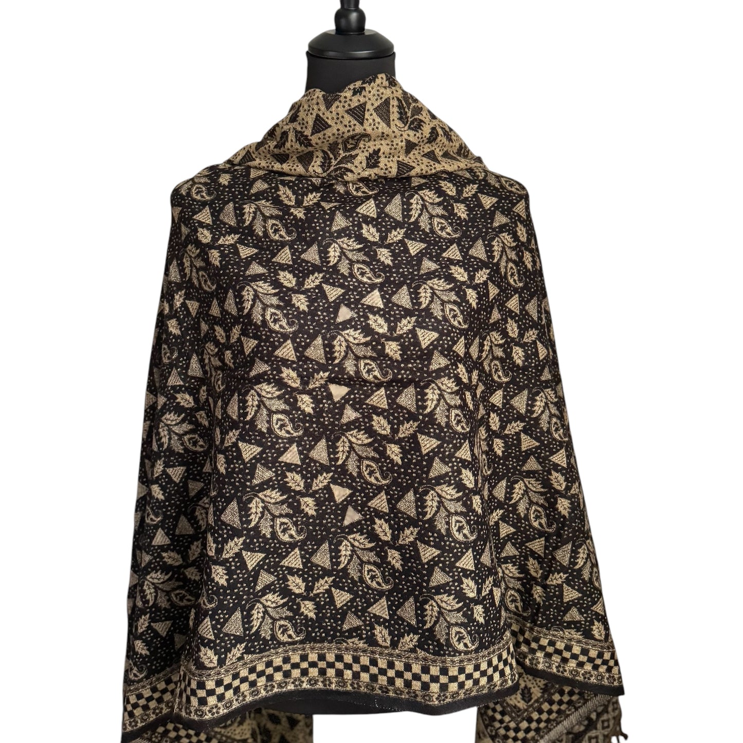 Handgewebte Woll-Schals, komplexe Muster, Wendeschal 100x215cm