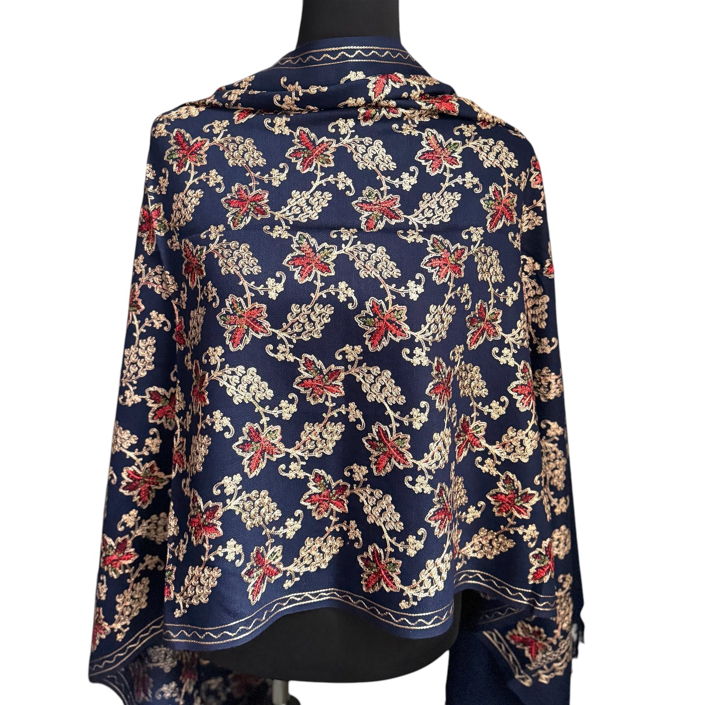 Handgewebter nepalesischer Wollschal, Stickerei-Schal, 70cmx200cm