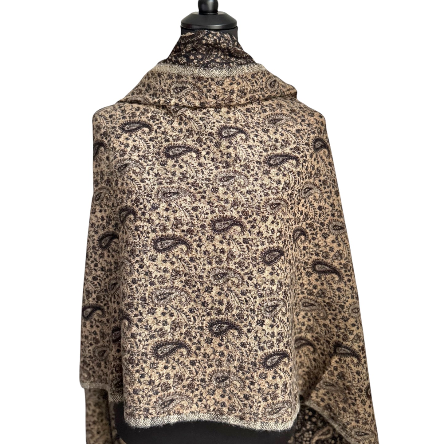 Handgewebte Woll-Schals, komplexe Muster, Wendeschal 100x215cm