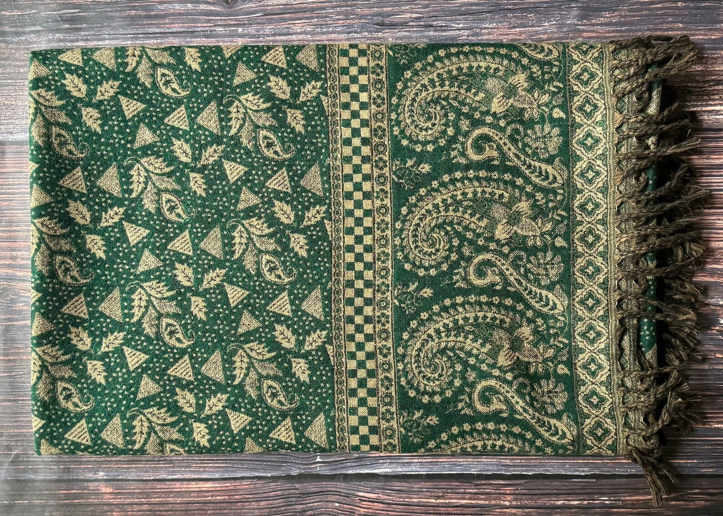 Handgewebte Woll-Schals, komplexe Muster, Wendeschal 100x215cm