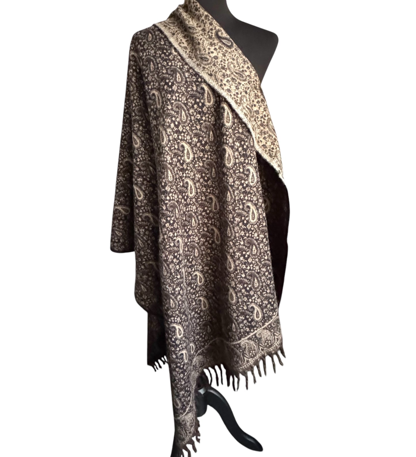 Handgewebte Woll-Schals, komplexe Muster, Wendeschal 100x215cm