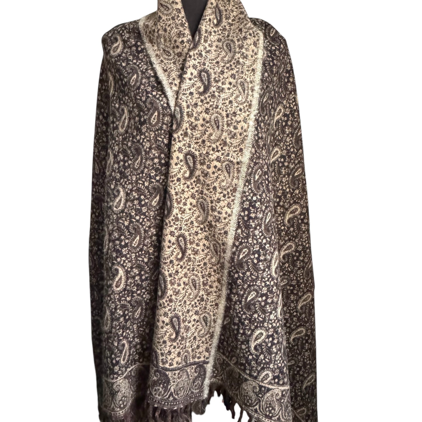 Handgewebte Woll-Schals, komplexe Muster, Wendeschal 100x215cm