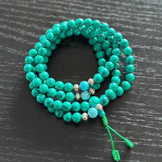 Turquoise-Mala, Meditation-Mala, Yoga-Mala, 108 Perlen, 8mm