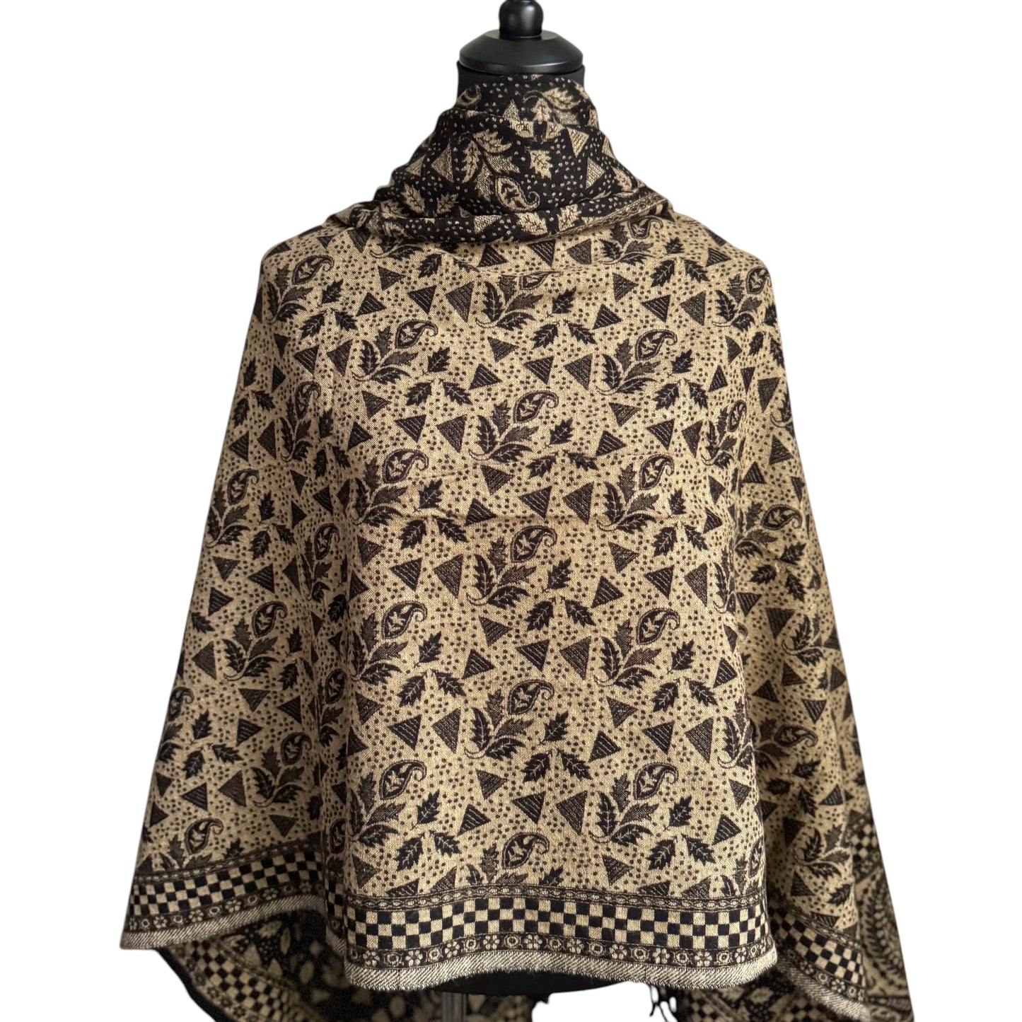 Handgewebte Woll-Schals, komplexe Muster, Wendeschal 100x215cm