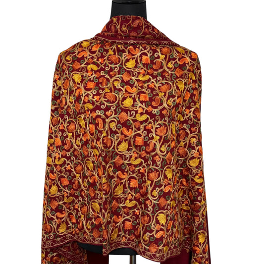 Nepalesischer Wollschal, Stickerei-Schal, 70cmx200cm