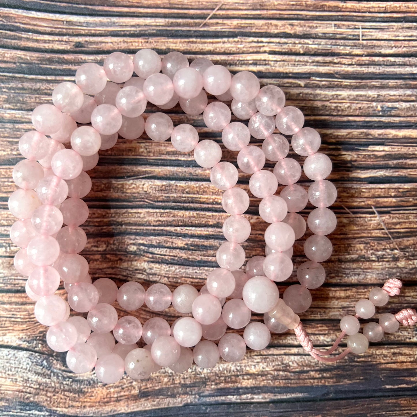 Rosenquarz-Mala, Meditation-Mala, Yoga-Mala, 108 Perlen, 8mm