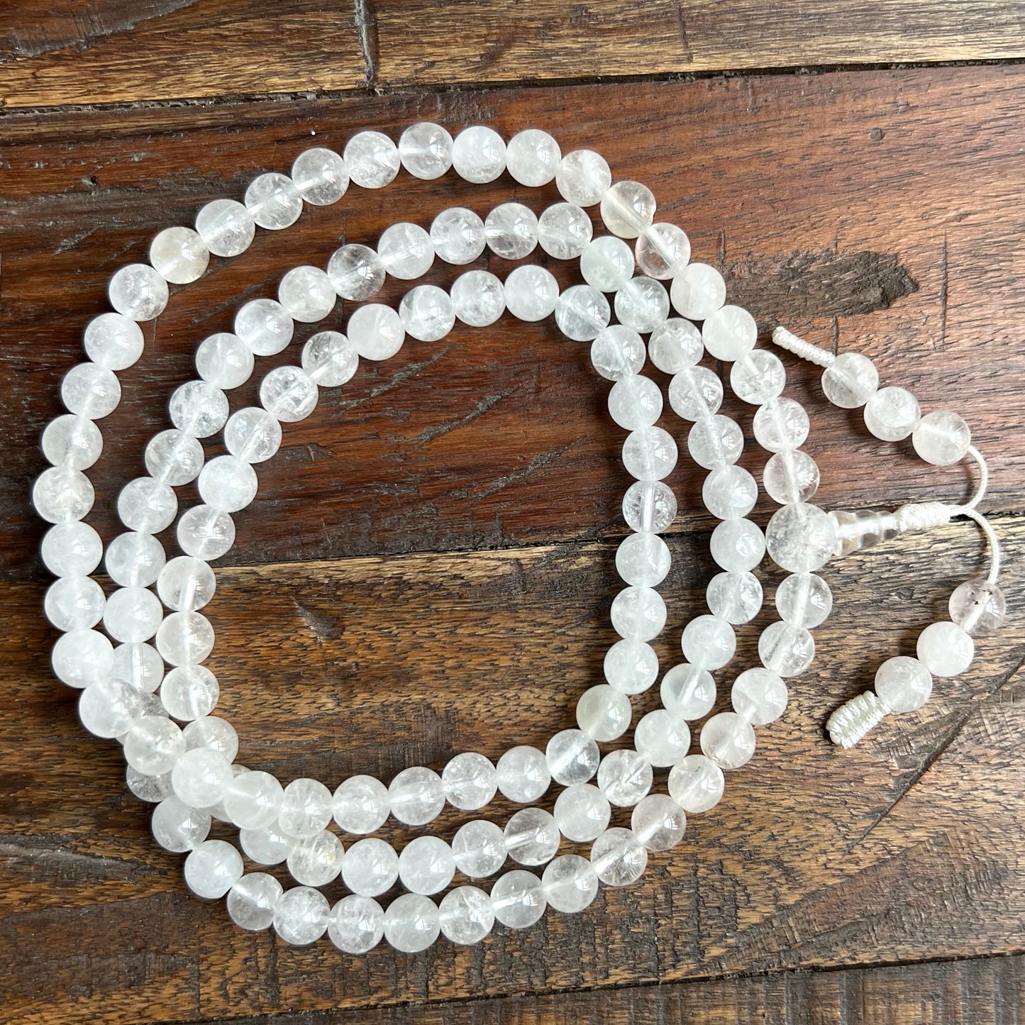 Bergkristallketten/ Meditation Mala 108 Perlen + Guru-Stein, 8mm Perlen, 90cm Innenmaß