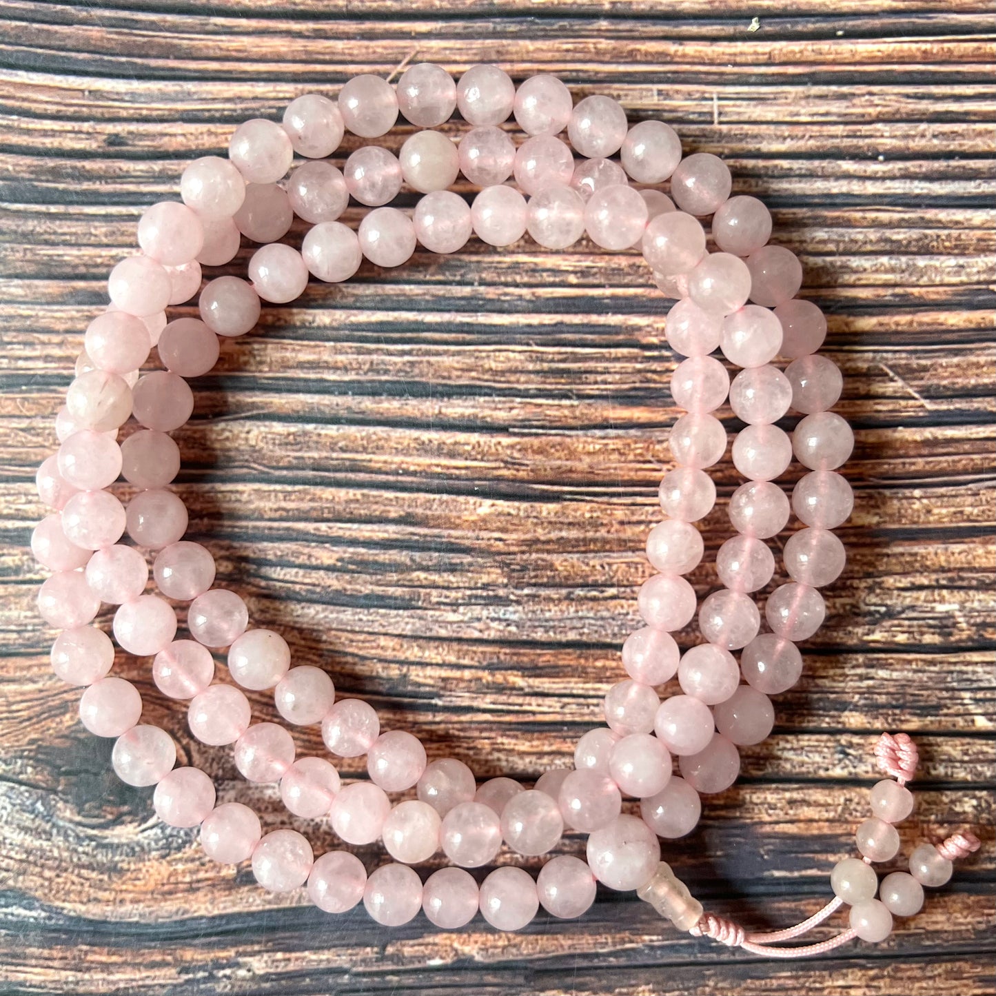 Rosenquarz-Mala, Meditation-Mala, Yoga-Mala, 108 Perlen, 8mm