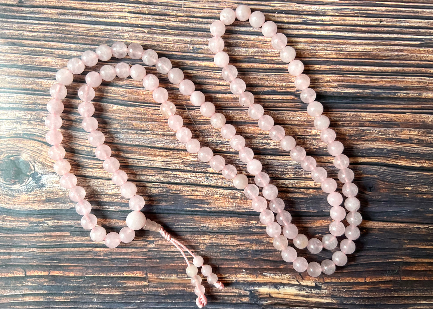 Rosenquarz-Mala, Meditation-Mala, Yoga-Mala, 108 Perlen, 8mm