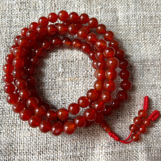 Karneol-Mala, Meditation-Mala, Yoga-Mala, 108 Perlen, 8mm